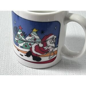 Santa Claus &‎ Elf Pushing Sleigh Christmas Coffee Mug 12oz Cup World Bazaar Inc